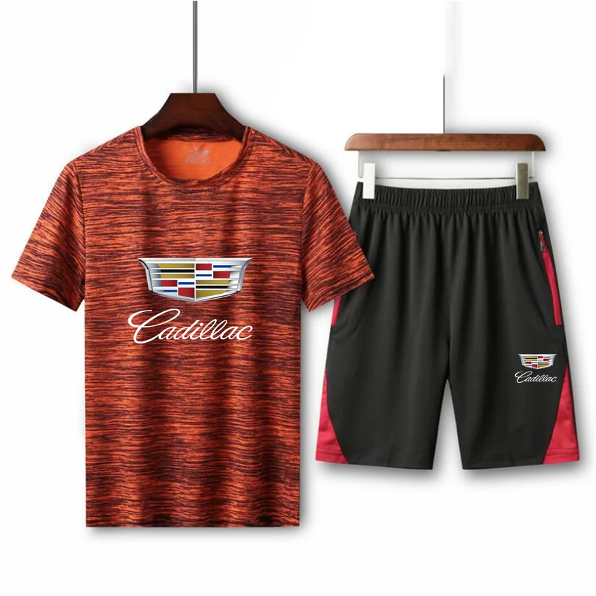 

2021 Summer New Men's Camouflage Cadillac Car Brand Logo Printing Short-Sleeved Men's Casual Morning Running Short-Sleeved Suit