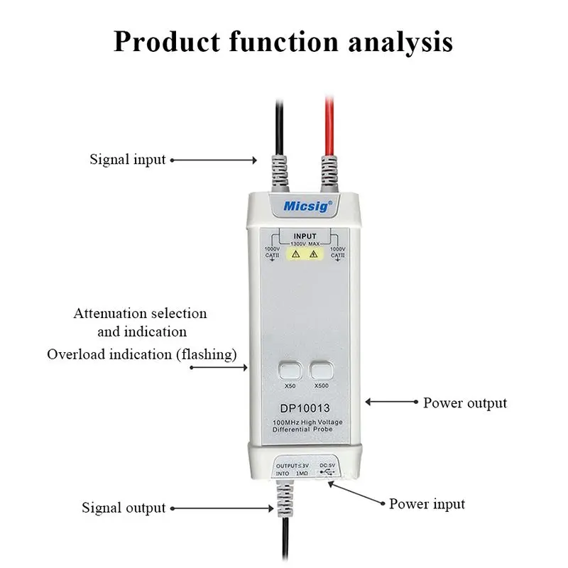 Комплект высоковольтных дифференциальных щупов Micsig осциллограф 1300 в 100 МГц время