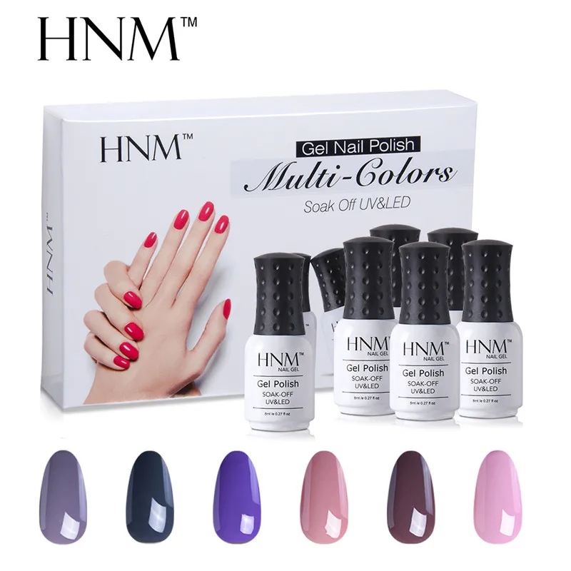 HNM 6pcs/set Nail Art Pure Color 8ML Gel Varnish Sets Nail Polish Kit Manicure UV Gel Lucky Gel Varnish Lacquer DIY For Nail Kit - Цвет: 26