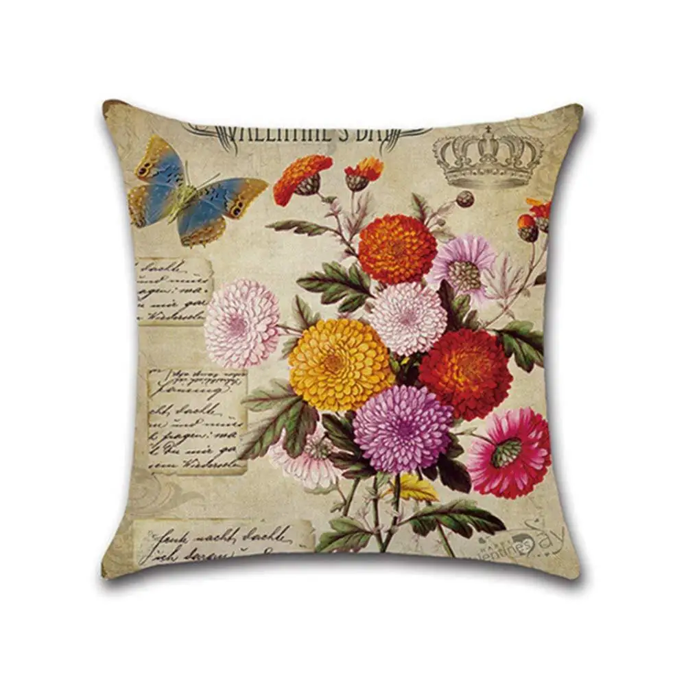 

Винтажный чехол для подушки с цветами и павлиньими перьями, наволочка для дивана, домашнего декора, дивана, домашнего декора