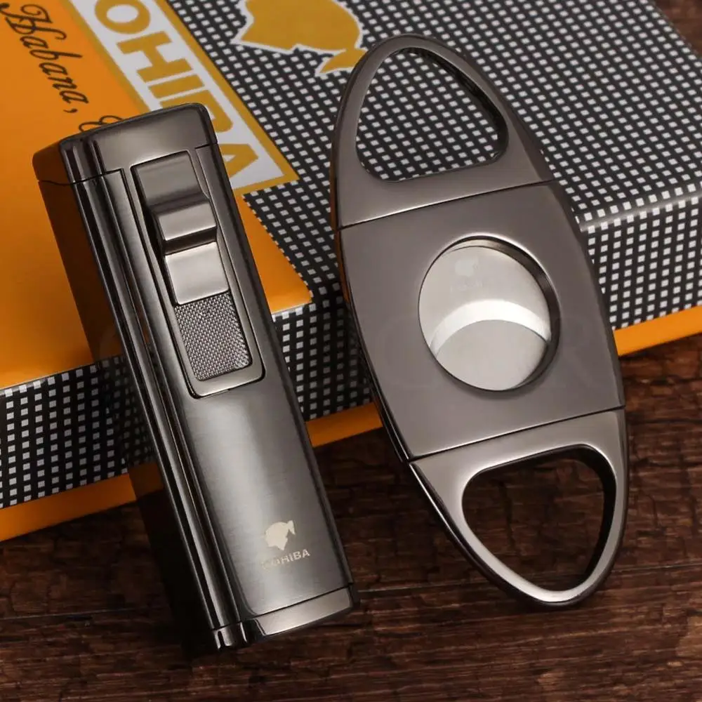 Набор сигар COHIBA 3 фонарь огневая зажигалка газовый ветрозащитный металлический