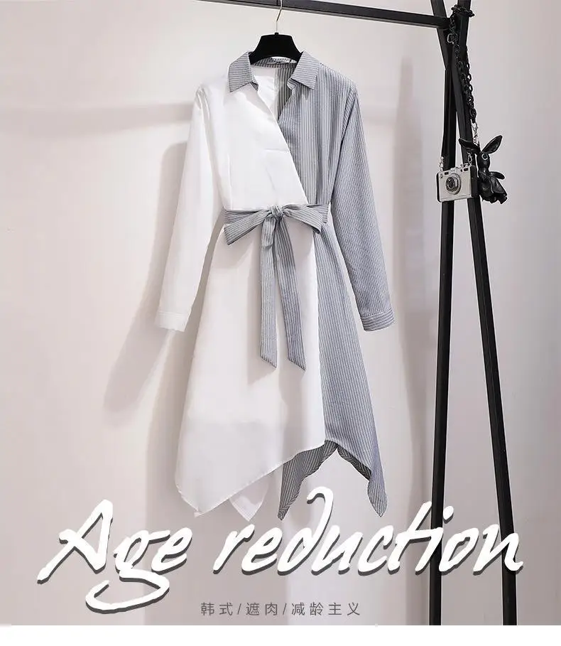2XL-6XL женское осеннее платье большого размера повседневное Полосатое лоскутное платье с длинными рукавами 5XL Большие размеры; для офиса дамское необычное платье