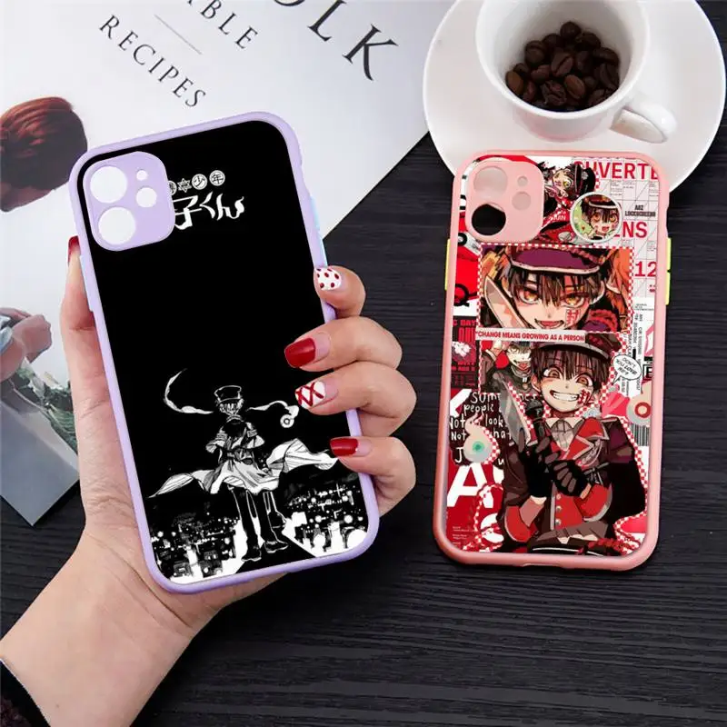 

Cartoon Hanako-kun Phone Case For iPhone 12 11 Mini Pro XR XS Max 7 8 Plus X Matte transparent Purple Back Cover