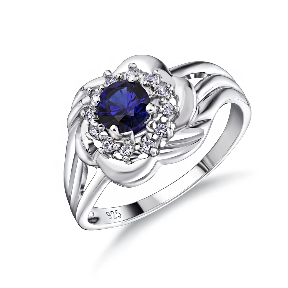 

New Arrival Custom Exquisite Luxury Women's Blue Gemstone 925 Sterling Silver Jewelry Ring