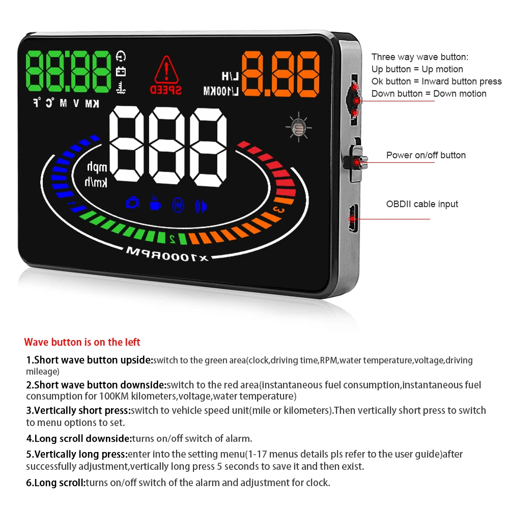 Автомобильный дисплей E300 HUD OBD2 велоцид proyector OBD UE MPH км/ч цифровой Coche velocimetro en el