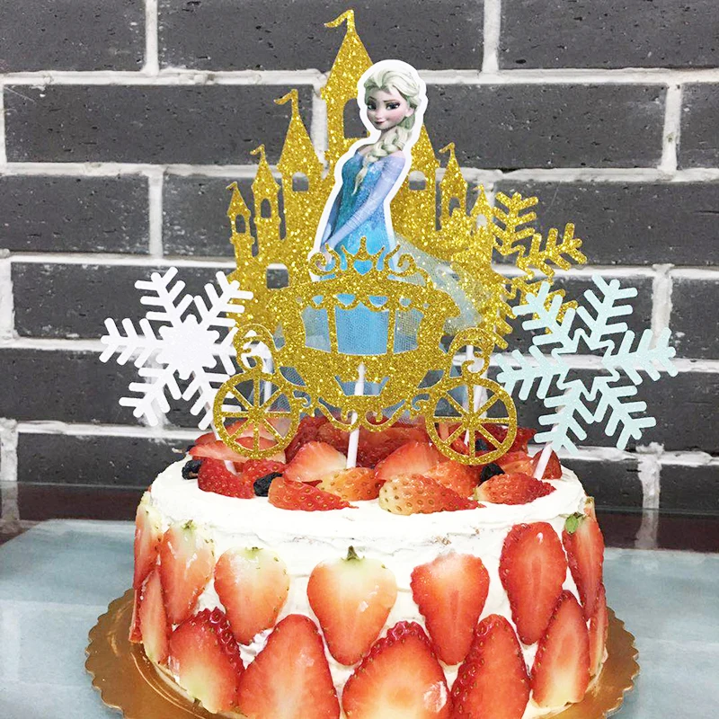 Корона замок баннер принцесса торт топперы блеск Кекс Маффин пикапы для