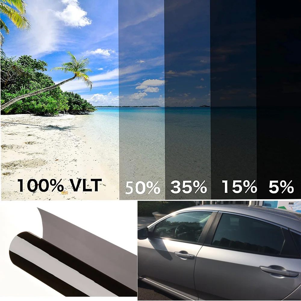 

5/15/35/50 % VLT Black Window Tint Film Glass Sticker Solar Sun Shade Film for Car UV Protector Sticker Films Auto Home Roll