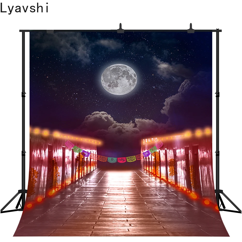 

Lyavshi Счастливый Хэллоуин фон для фотографии Тыква замок летучая мышь луна ночь фото фон декорация реквизит