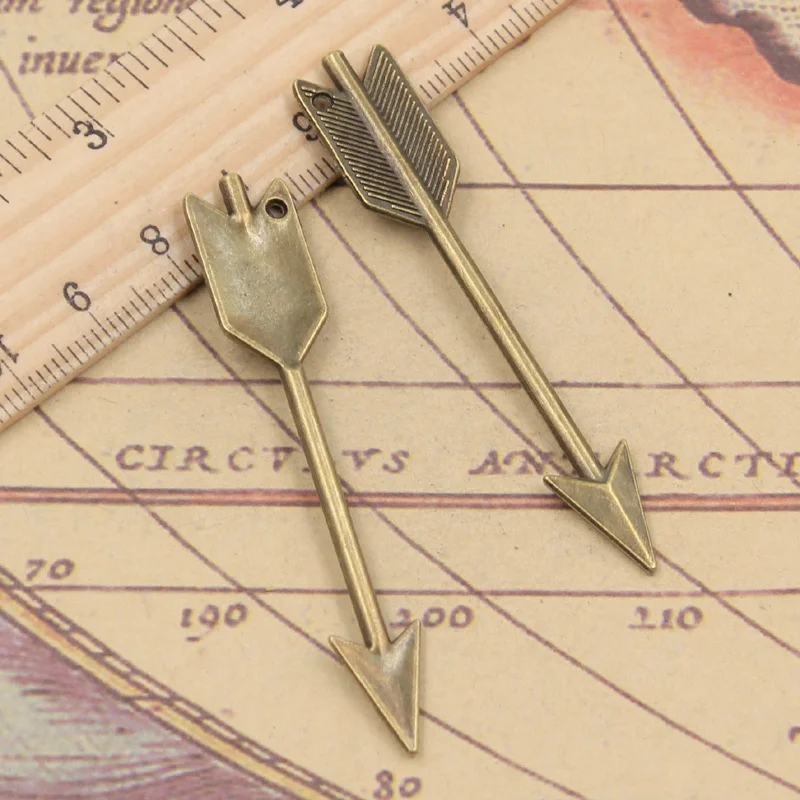 

12pcs Charms Arrow 64x11mm Tibetan Bronze Silver Color Pendants Crafts Making Findings Handmade Antique Jewelry DIY For Necklace