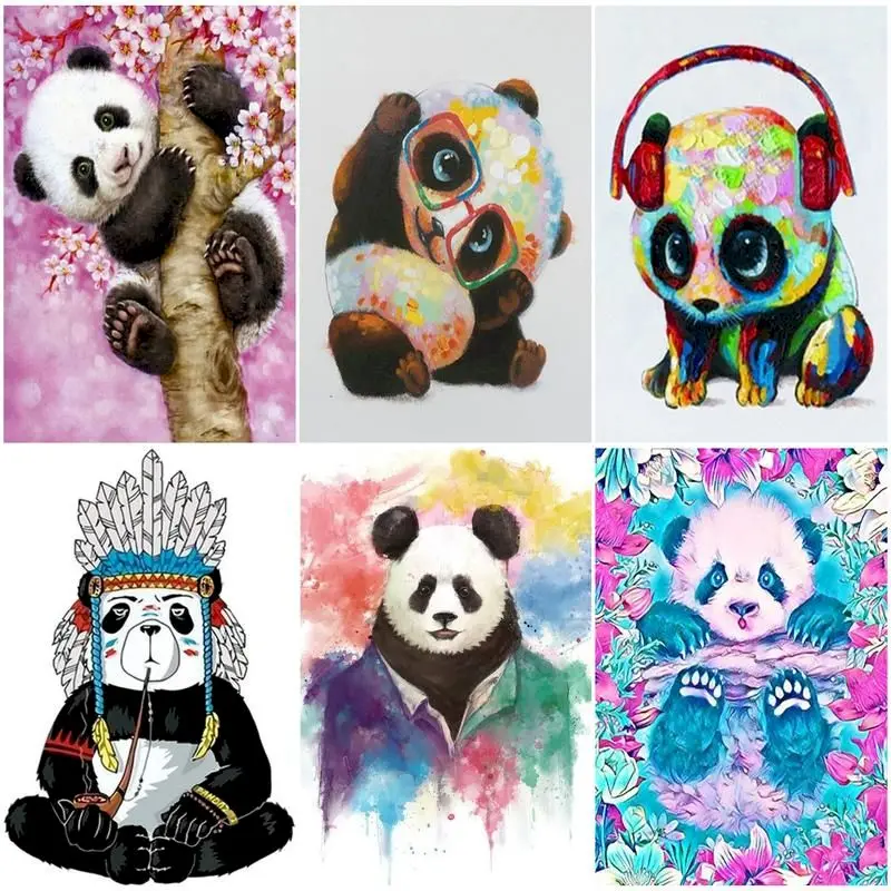 

Panda DIY Oil Paintings By Numbers Cartooon Animals Coloring Paint Home Decoration Adults On Canvas Painting For Living Room Art