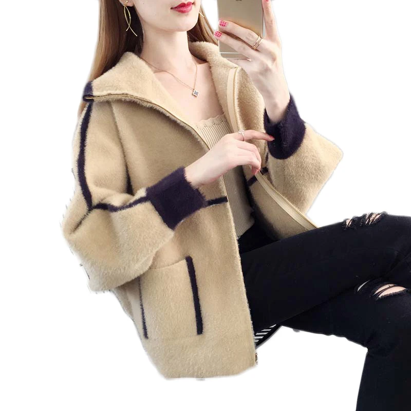 NEW Top Selling Product European Fashion Youth Clothing Fur Outerwear Women Shaggy Coat Imitate Mink Cashmere Short Jacket 2004