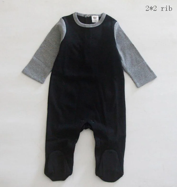 Rib black with grey Боди для малышей; пижамы; детская одежда с длинными рукавами; одежда для детей; комбинезоны для новорожденных; Одежда для мальчиков и девочек; Детский комбинезон - Цвет: Rib black with grey