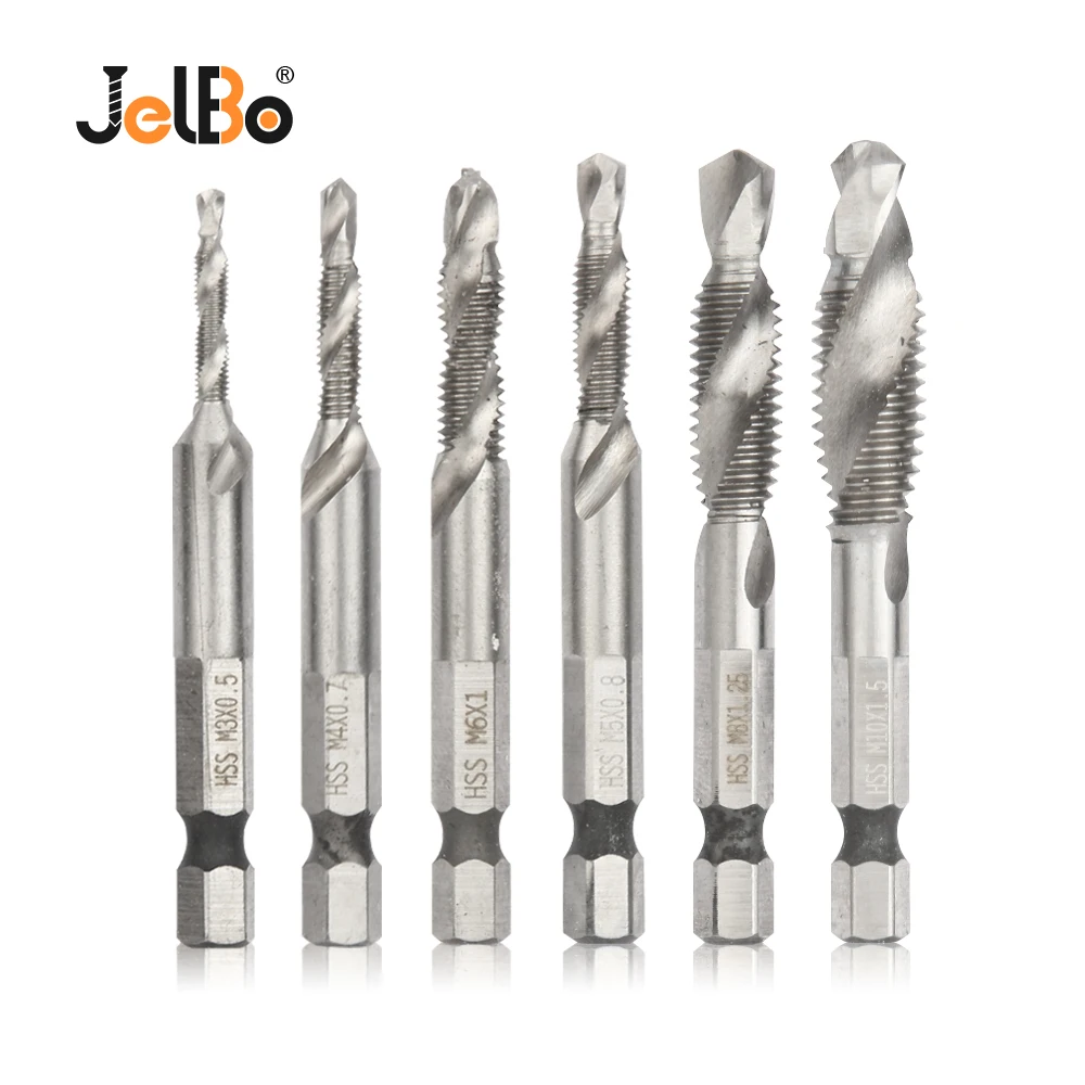 JelBo винт из быстрорежущей стали кран столешница Dril 1/4 &quot3-в-1 M3-M10 метрический