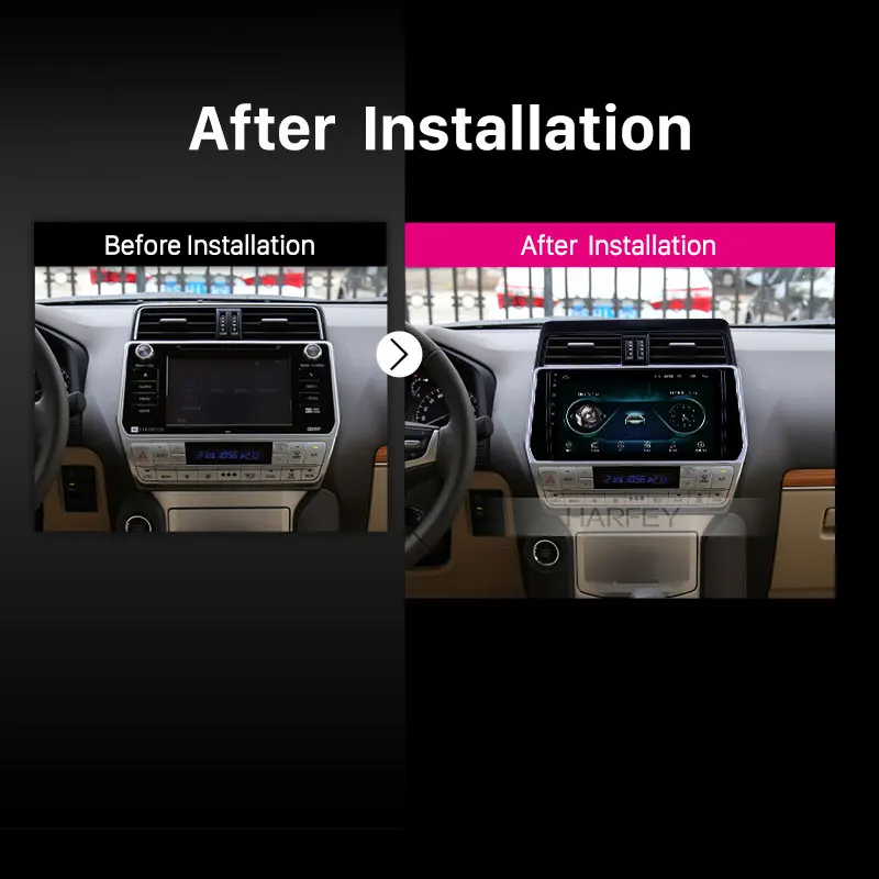 Harfey HD сенсорный экран Bluetooth gps навигация Авторадио 10 1 дюймов Android 8 для Toyota Prado 2018