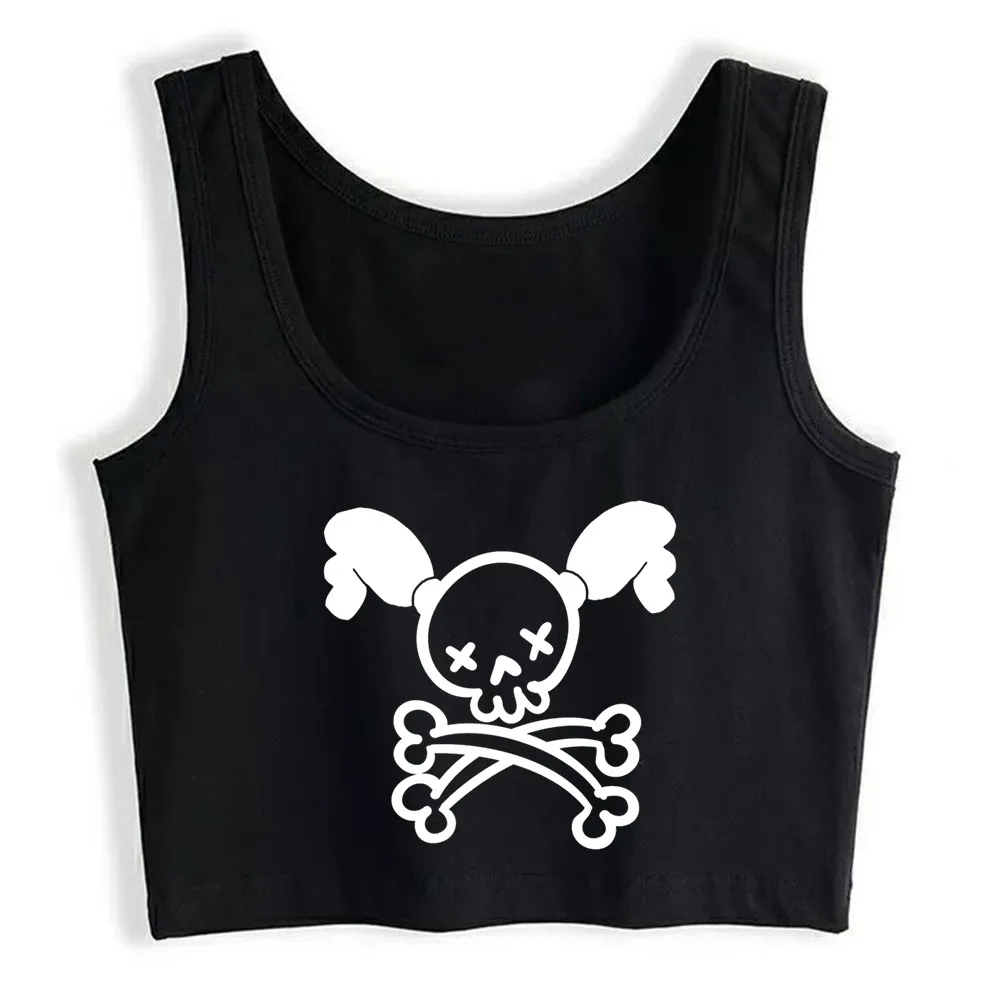 

Crop Top Women Girl Power Skull Girl Woman Skull Plaits Harajuku Tank Top Women Print Women Clothes