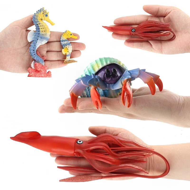 

Simulated Animals hermit crab hippocampus squid Zebra shark Action Figure Toys Gift Model Kids Toy Figures