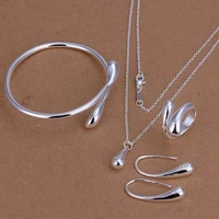 4pcs necklace set teardrop charm compact alloy teardrop charm earrings set for birthday necklace set earrings set