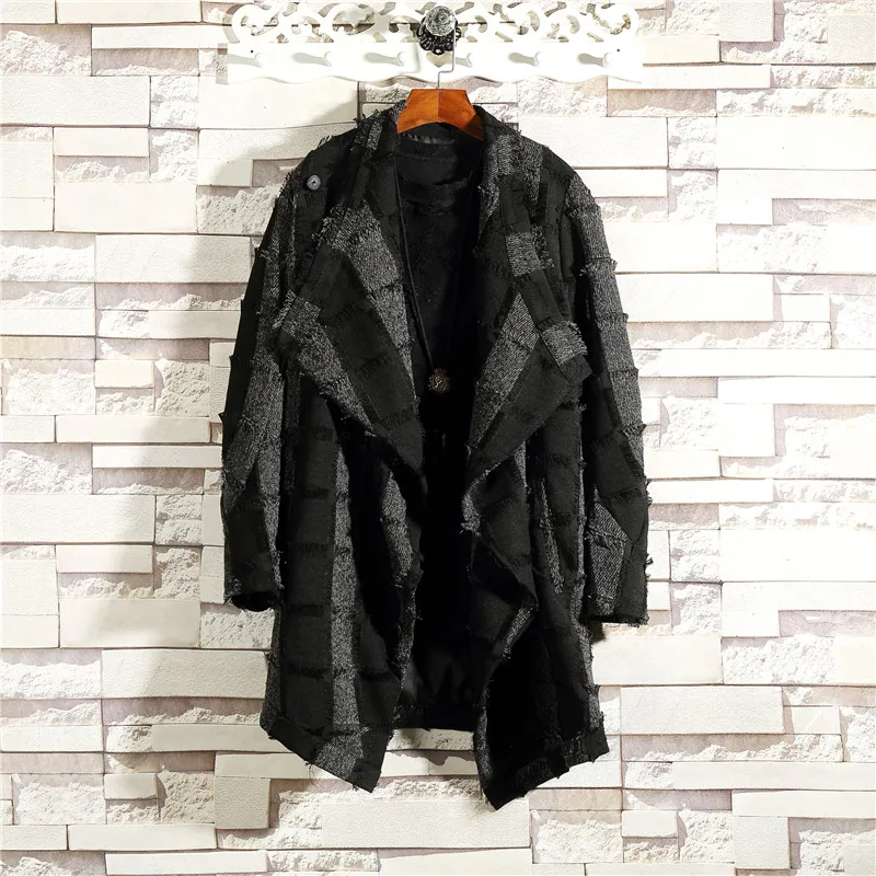 Весенняя Мужская Асимметричная контрастная ветровка средней длины тонкая