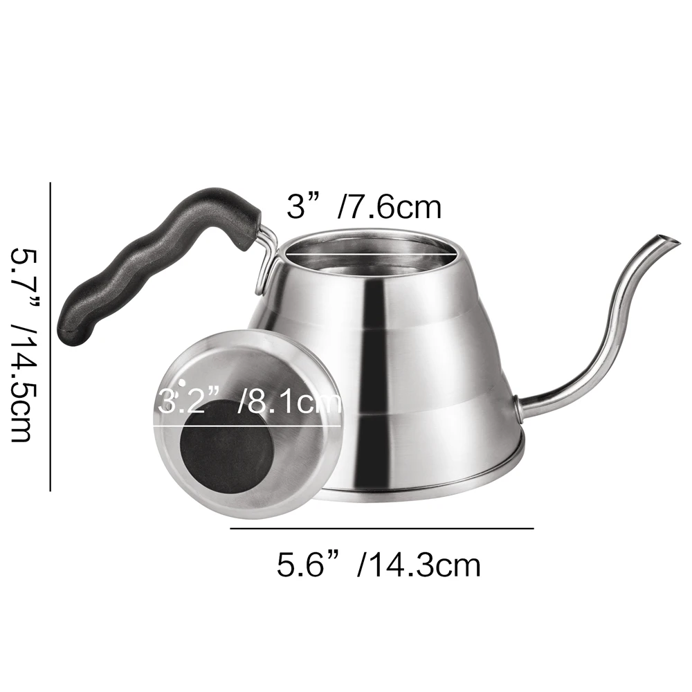 

Stainless Steel Tea Coffee Kettle Gooseneck Thin Spout for Pour Over Coffee Pot, Works on Stovetop, 40oz/1.25L
