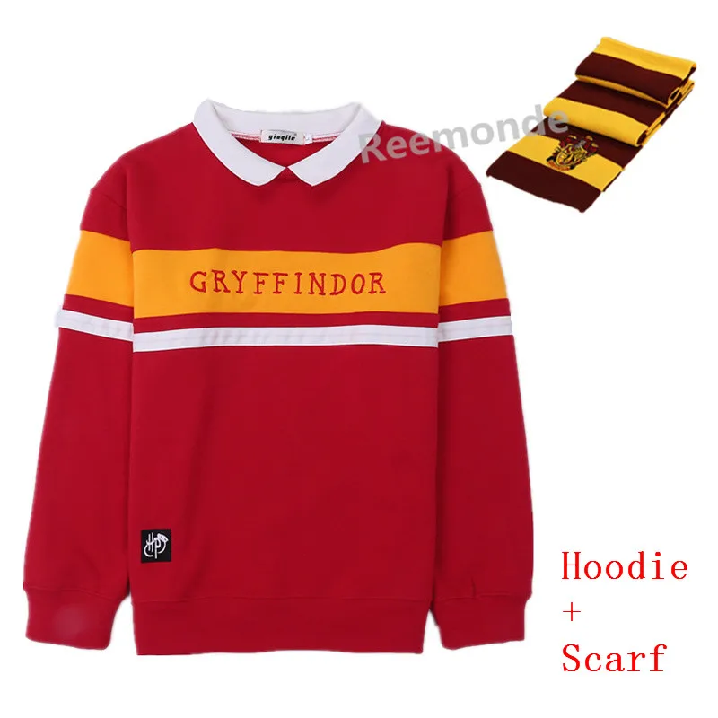 Толстовка Униформа Слизерин Hufflepuff джемпер Косплей Ravenclaw Толстовка костюм Толстовка и штаны Гриффиндор джемпер свитер униформа - Цвет: hoodie scarf