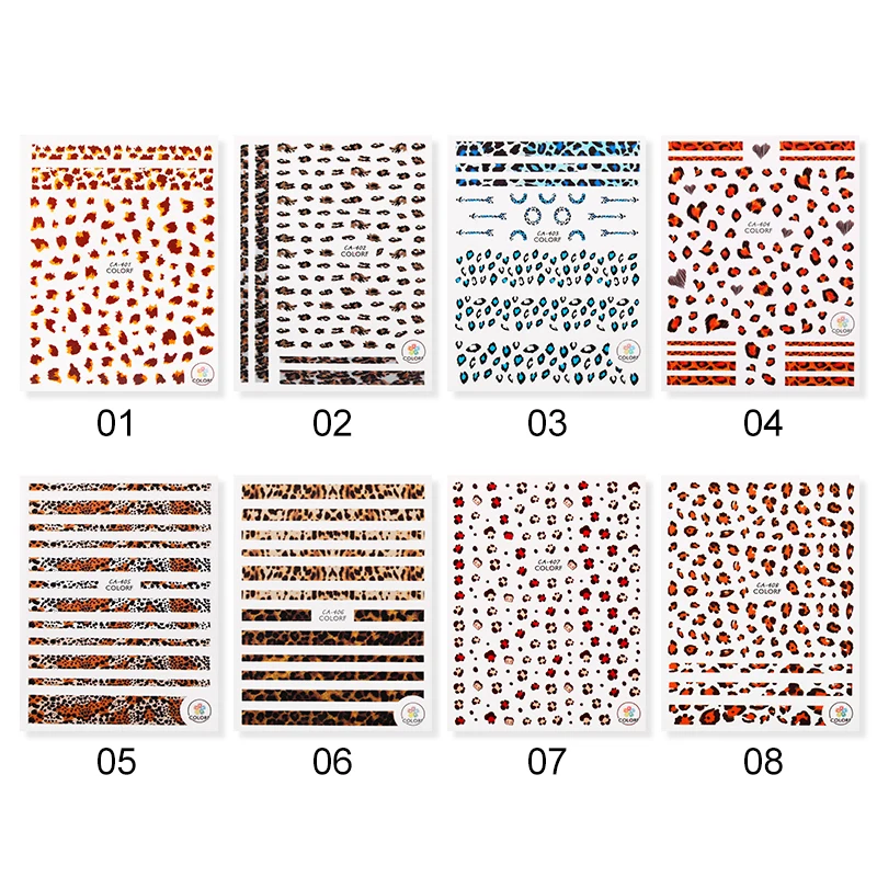 1 лист 3D наклейки для ногтей дизайна серия сексуальных леопардовых пятен с