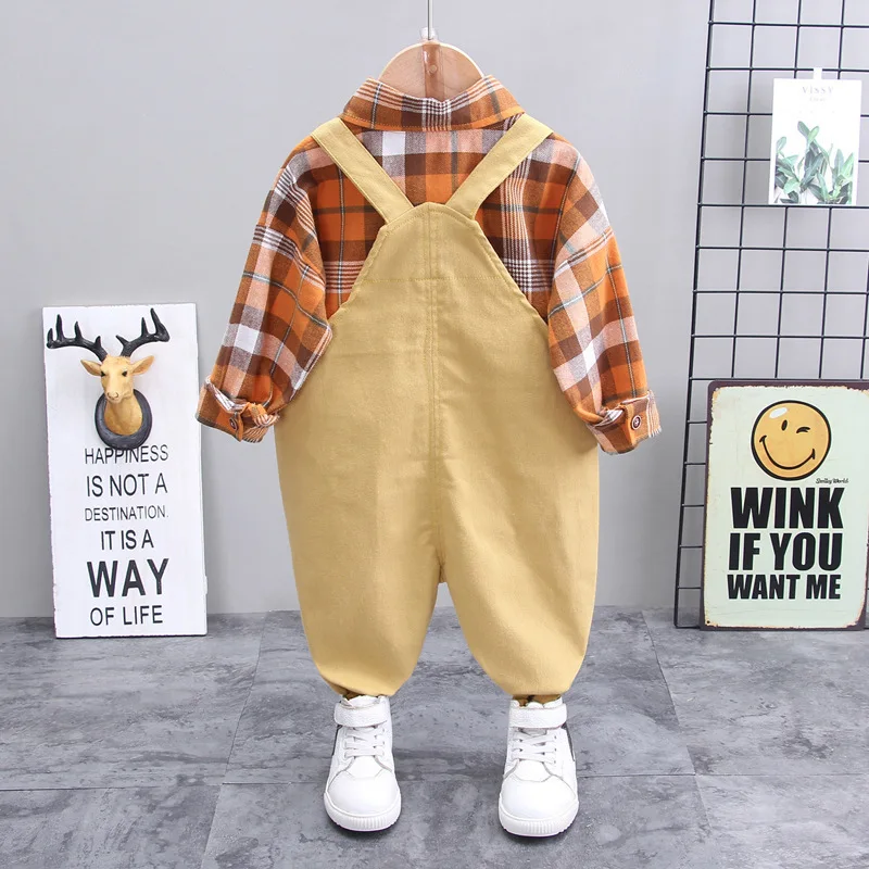 New Spring Autumn Baby Boys Clothes Suit Children Cotton Shirt Overalls 2Pcs/sets Toddler Casual Clothing Infant Kids Tracksuits | Детская