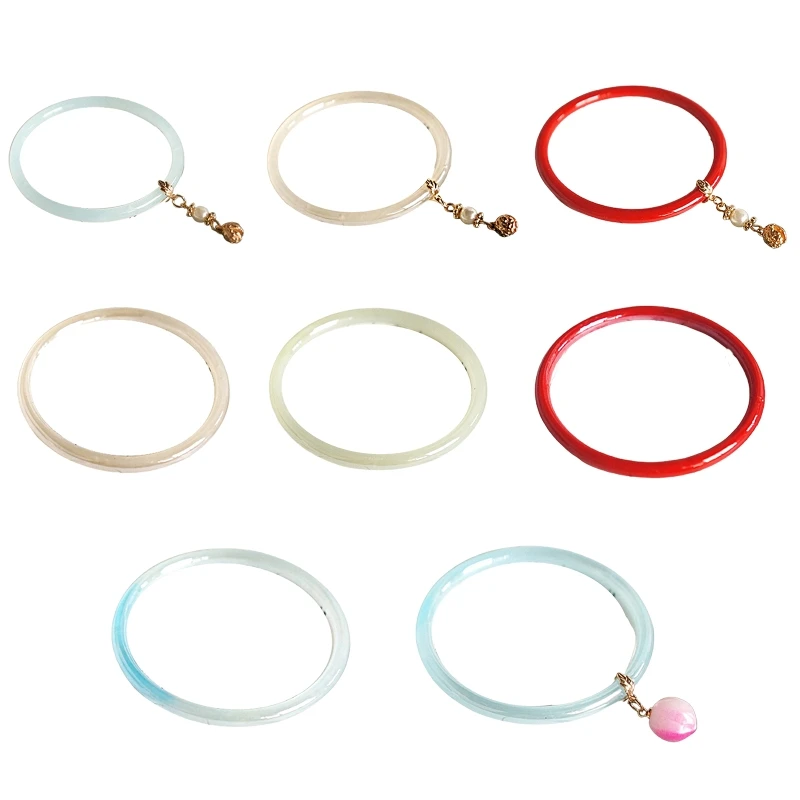 

Nice Bracelet with Pendent Gift for Women Girl Chinese Style Liuli Bangle Bracelet Charm Hanfu Accessories Jewelry Decor