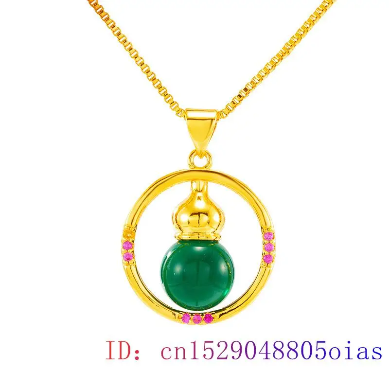 Jade Gourd Pendant 925 Silver Jewelry Amulet Charm Chalcedony Fashion Chinese Gifts Hetian Necklace Women Natural