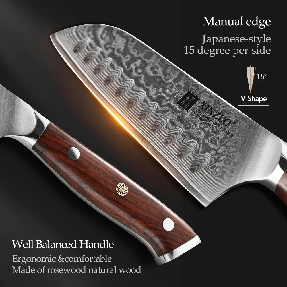 XINZUO 5 ''дюймовый нож Santoku Ножи Дамаск Сталь Кухня Нержавеющая сталь