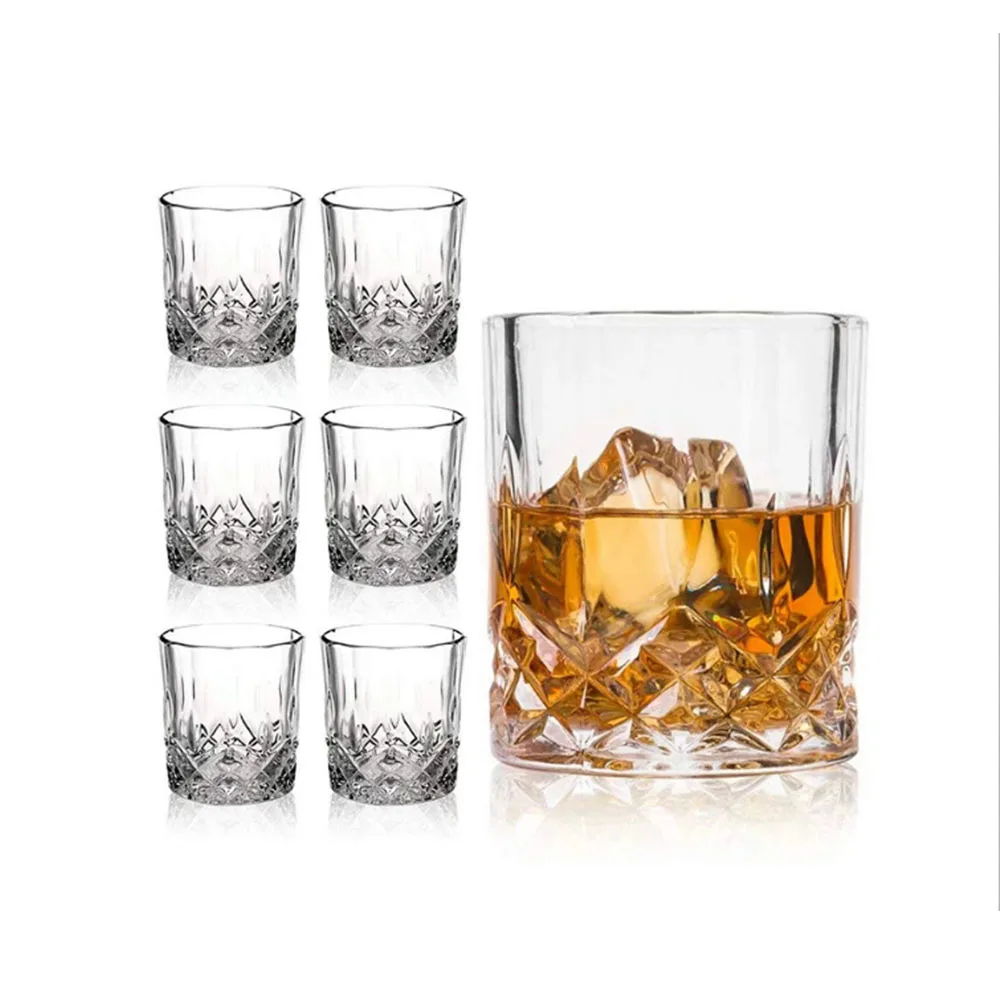 

HPDEAR Whiskey Glasses Set of 6, Lead-Free Crystal Tumblers for Whiskey Rum Cocktails, Ideal Gift for Family Friend.