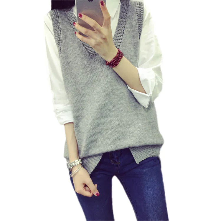 Женский длинный вязаный жилет желтый свободный джемпер без рукавов с v образным