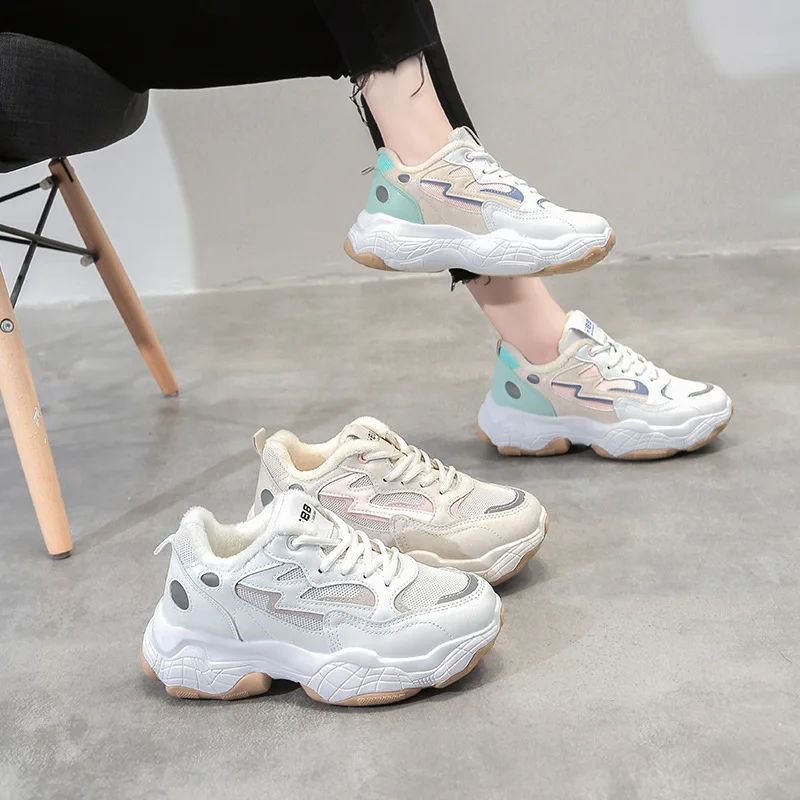 Yalnn/женская модная обувь меховые кроссовки повседневная зимние женские на