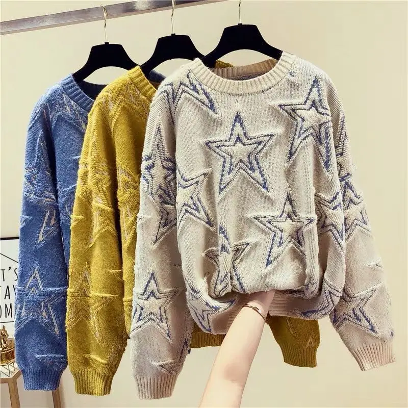 2021 Spring And Autumn New Net Red Lazy Sweater Women Loose Pullover Knitting Bottoming Shirt Long Sleeve Tide | Женская одежда