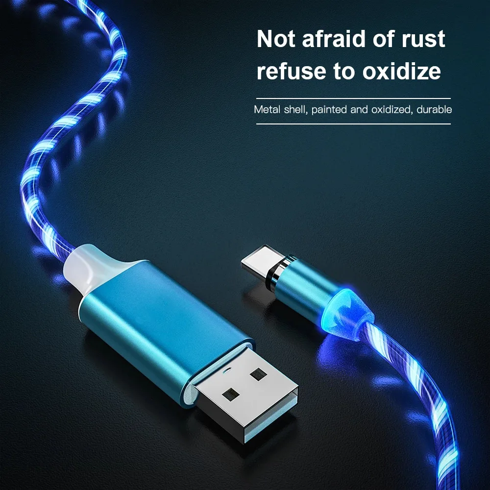 

Magnetic Micro USB C Cable Data Type C for Iphone 12 Pro Max 3 in 1 Streamer LED Charging for Xiaomi Magnet Charging Cable