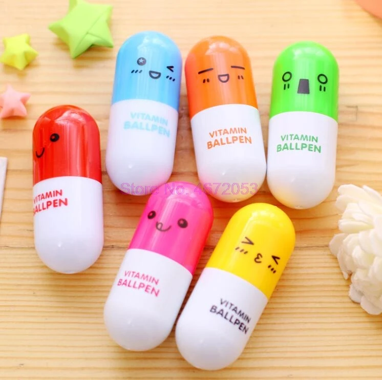 1000 шт./лот милые кавайные капсулы креативные шариковые ручки в виде таблетки