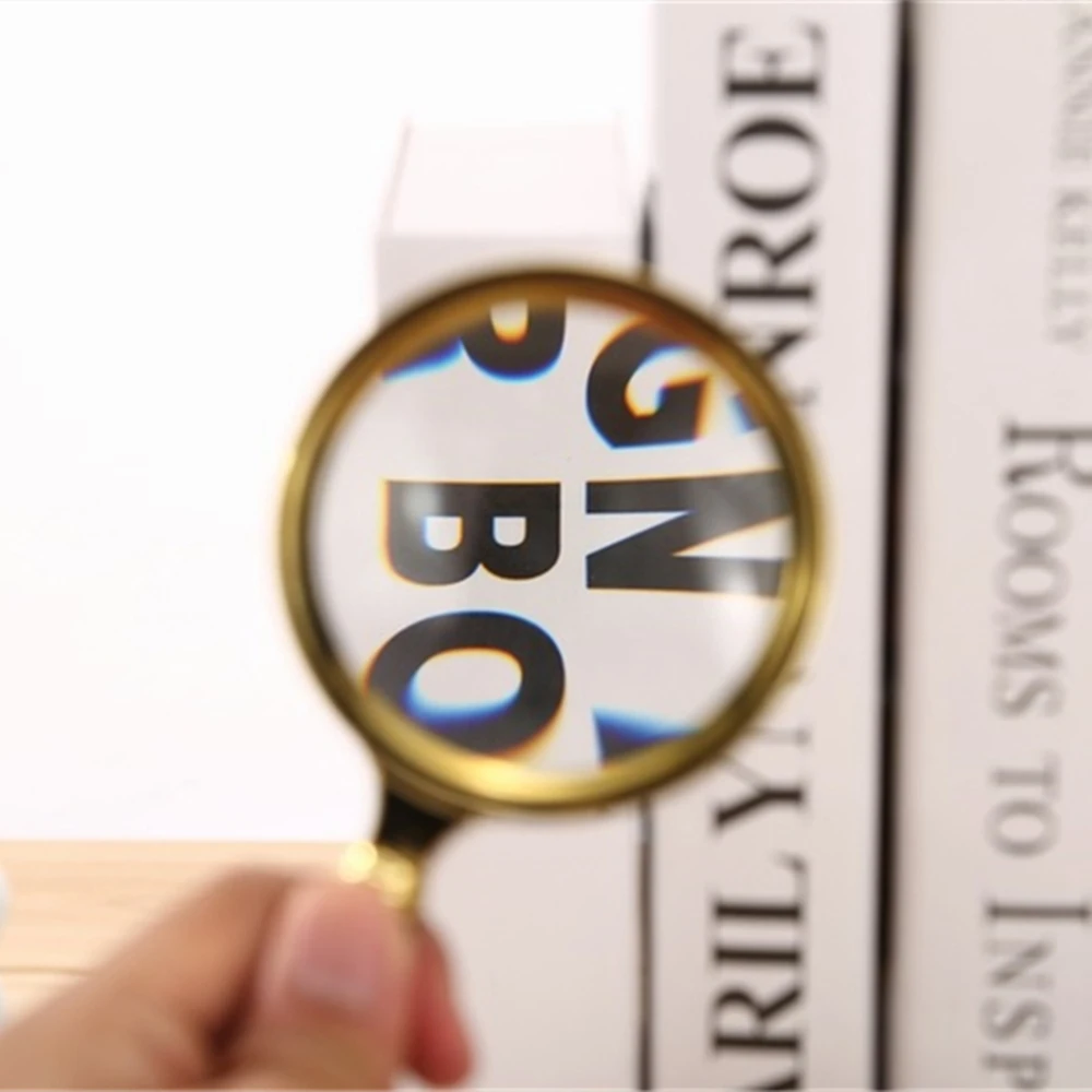 

2021 Portable Handheld 10X Magnifying Glass 60mm 70mm 80mm Retro Handle Magnifier Eye Loupe Glass Multi Outdoor Survival Tools