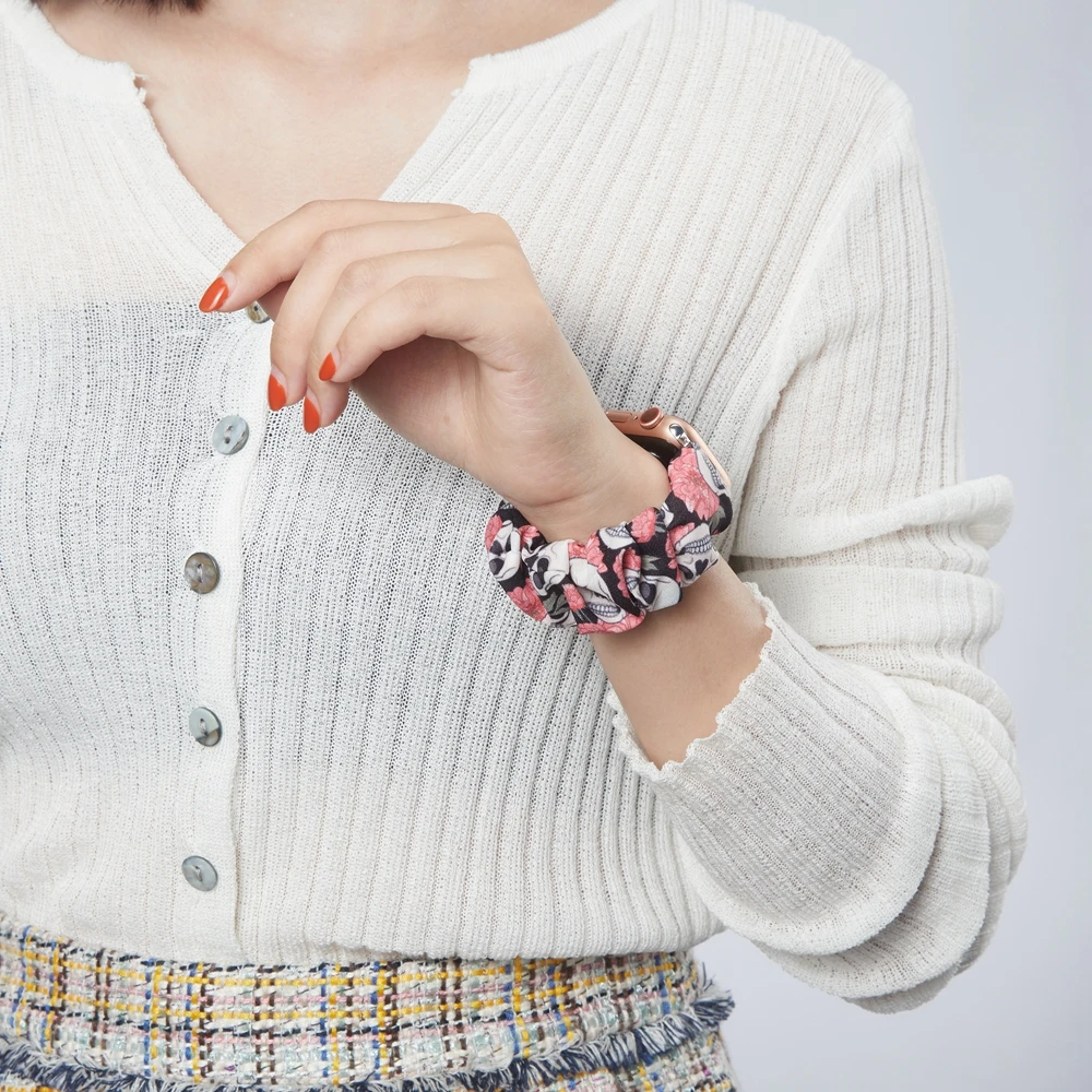 Ремешок тканевый эластичный для Apple Watch SE браслет женщин аксессуары iwatch series 6 5 4 3 2