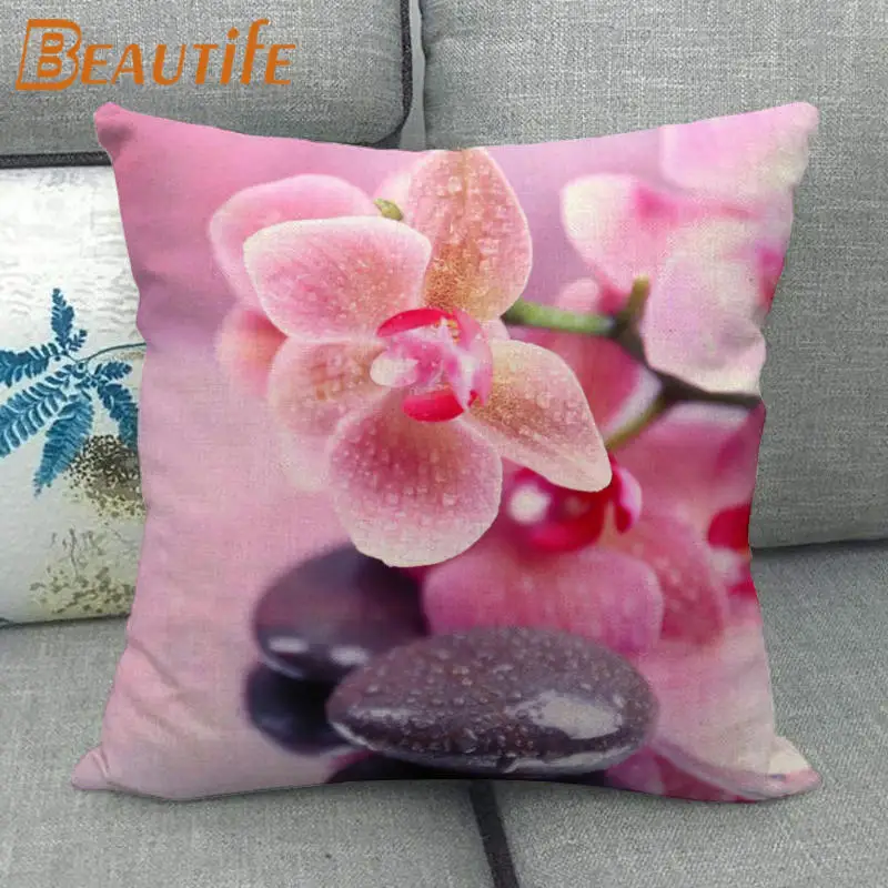 Наволочка из хлопка и льна 45 х45 см | Дом сад