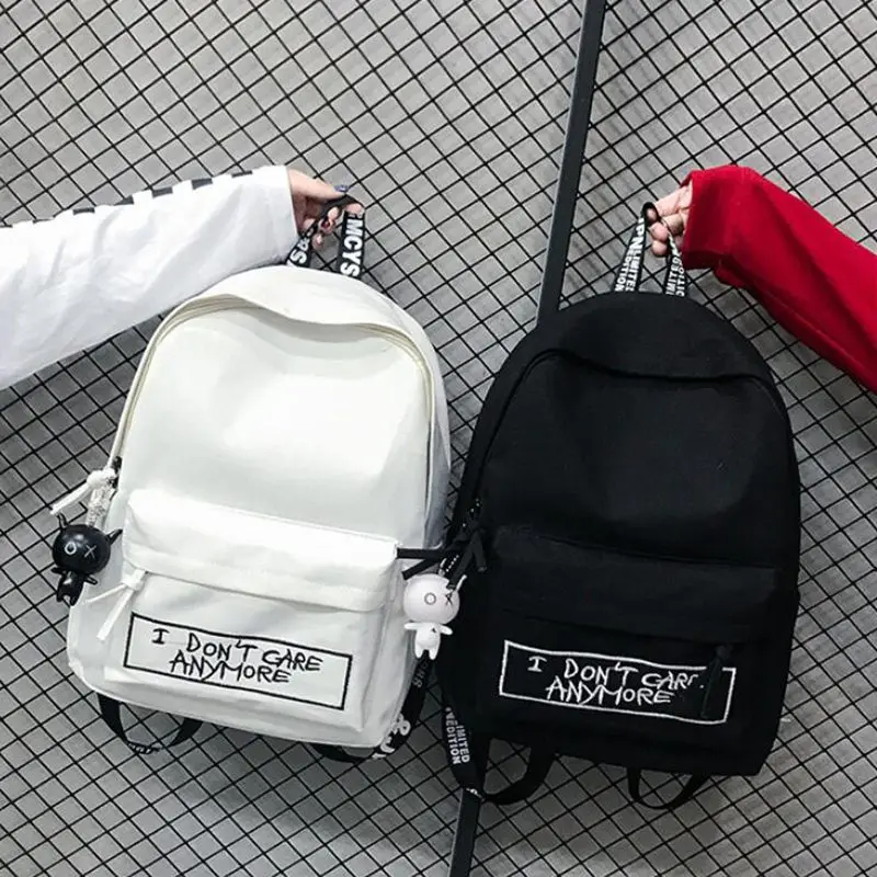 Рюкзак женский Холщовый с подвеской в виде куклы для путешествий стиле Харадзюку