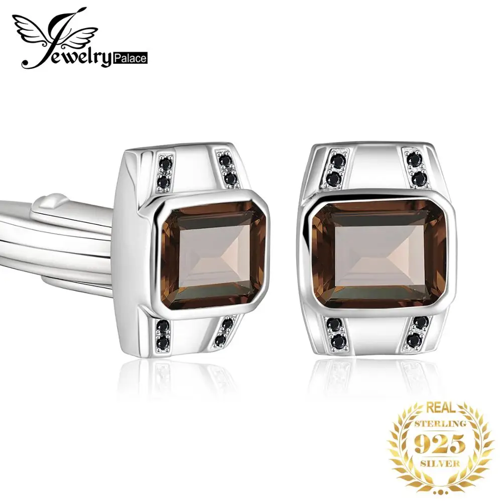 Jewelrypalace мужские запонки из натурального дымчатого кварца с черной шпинелью на