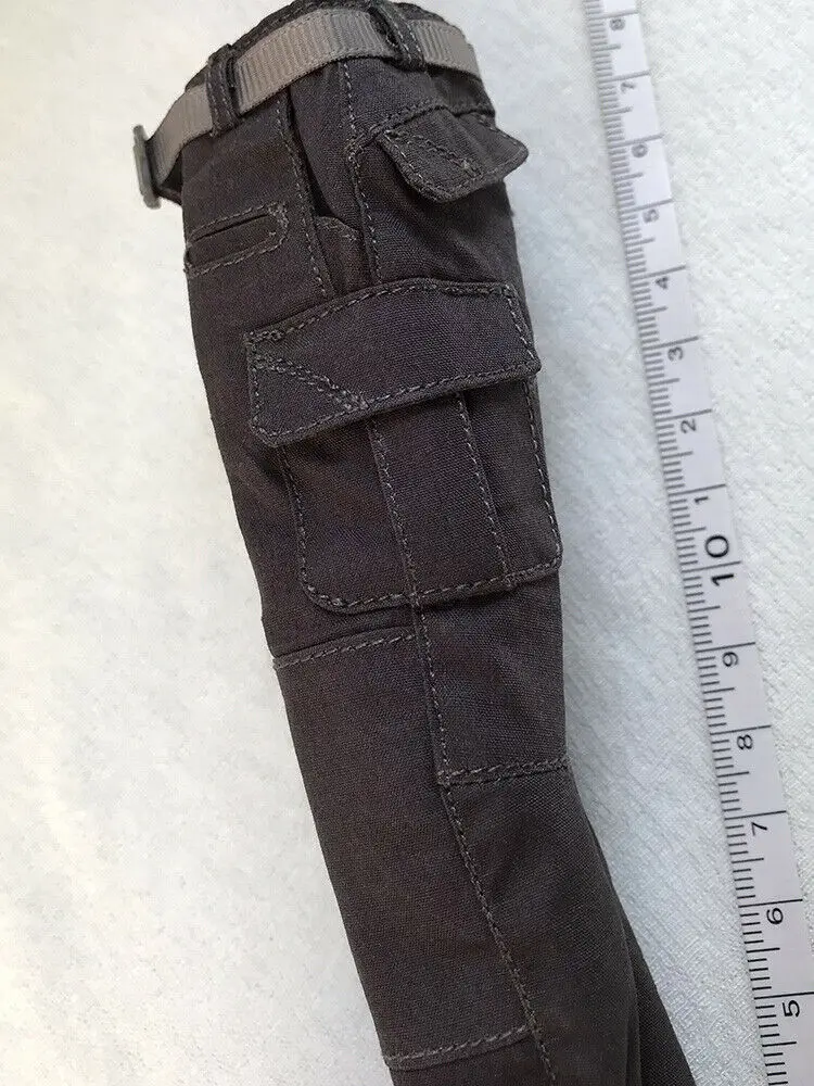 

1/6th Women Soldier Trend Casual Dark Gray Overalls with Belt Model for 12"doll
