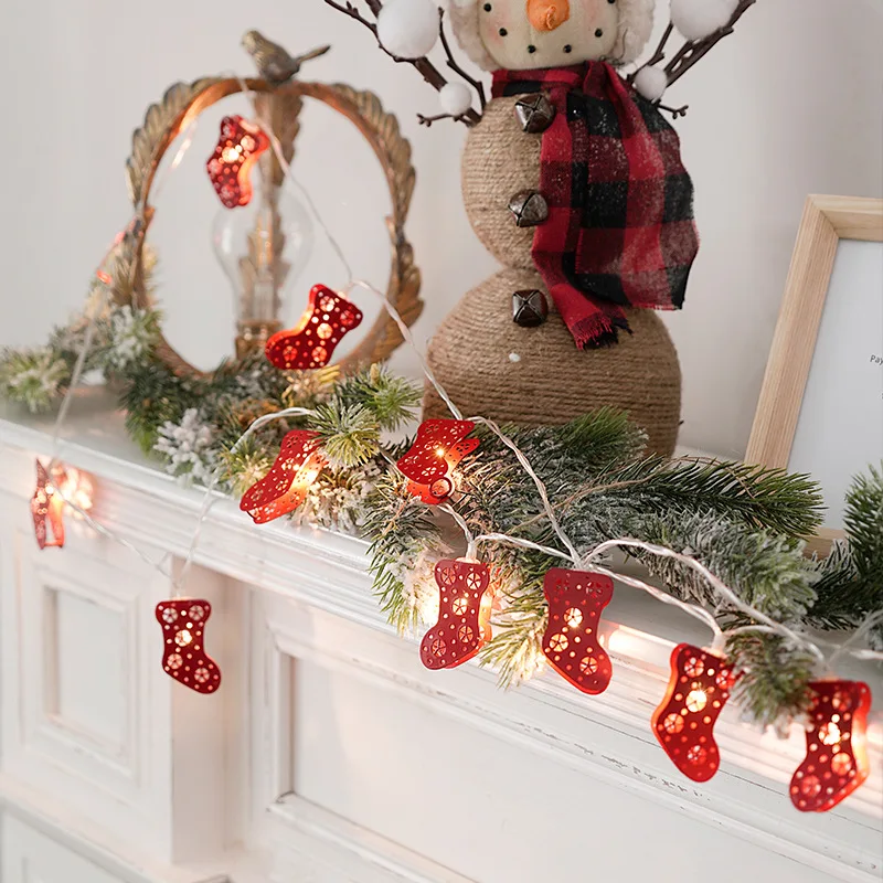 

Christmas LED String Light 10 LED 6.56 Feet Snowman Santa Claus & Red Socks String Lights Christmas Tree Party Home Decorations