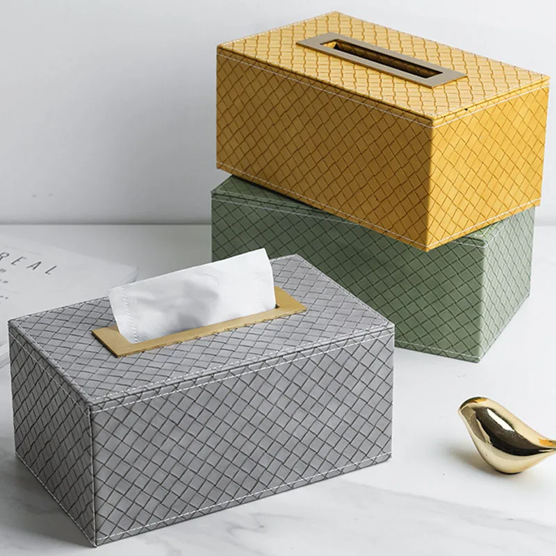 

PU Leather Tissue Box Napkin Paper Holder Luxury Pumping Paper Box Home Office Living Room Restaurant Desktop Tissue Case Decor