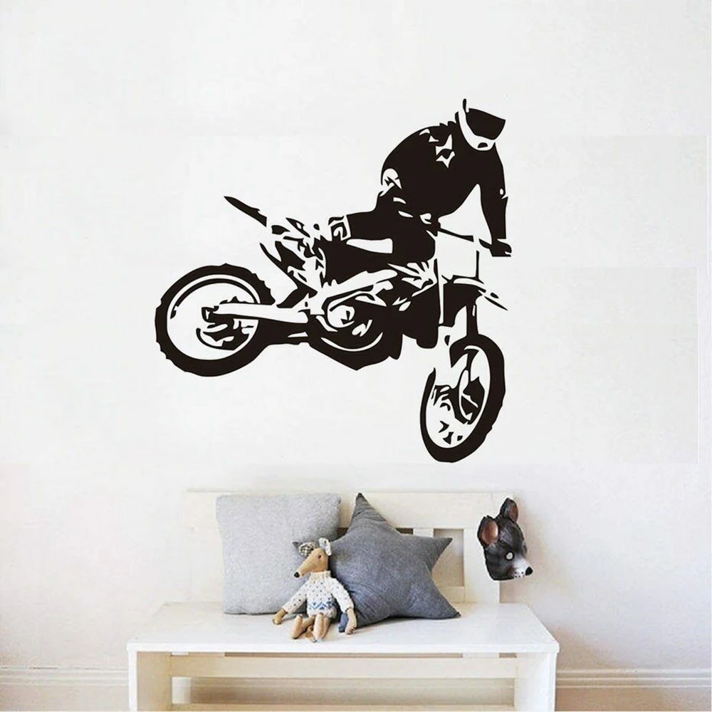 Художественная виниловая наклейка на Мотокросс с прыжками стену мотоциклетная