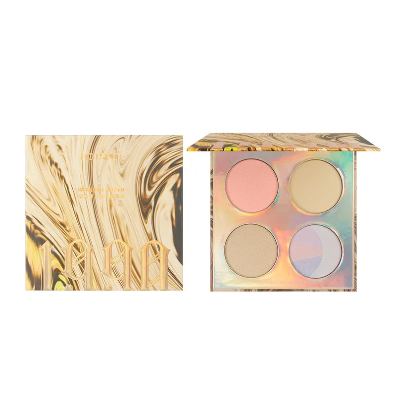 New 4 Color Baked Highlighter 3D Face Powder Makeup BronzerPalette Shimmer Illuminator Contouring Brighten