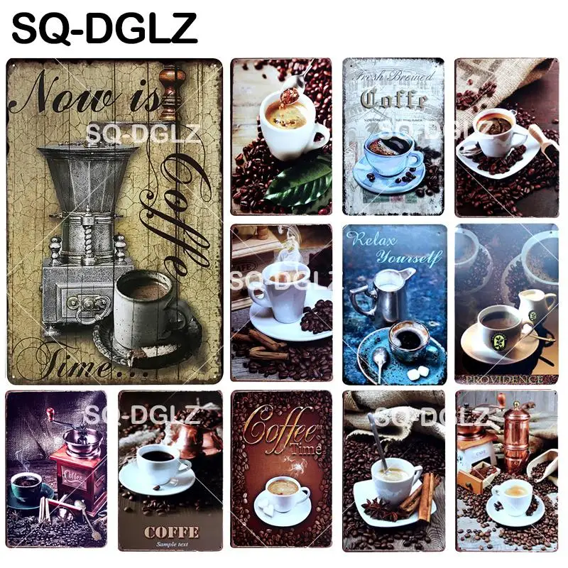 [SQ DGLZ] Кофе фасоли жестяная вывеска магазин стены Паб Клуб Бар Кафе Изделия из