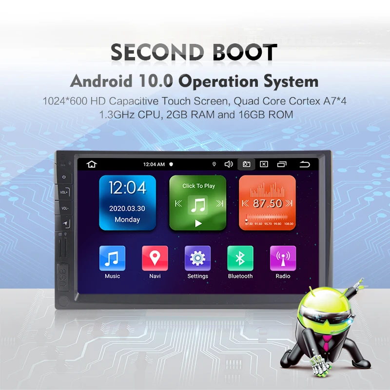 Автомагнитола Eunavi 2 + 32 ГБ 7 дюймов GPS Android 10 |