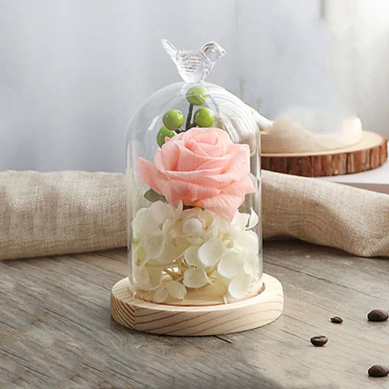 Стеклянная купольная ваза большого размера 2 дюйма 12 х16 см с птичьим верхом