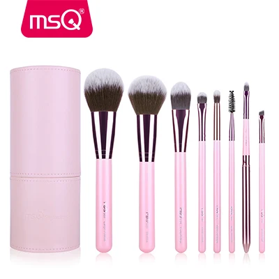 STT08P MSQ 8 шт. набор кистей для макияжа Профессиональный косметический инструмент для красоты макияж розовая кисть PU кожаный, цилиндрической формы основа пудра ресницы - Handle Color: STT08P