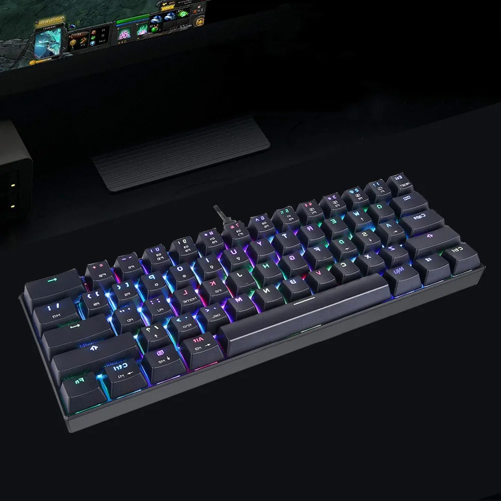 Motospeed CK61Gaming механическая клавиатура Английский красный переключатель синие металлические Проводные светодиодный фоновая подсветка RGB Anti-Ghosting для геймера